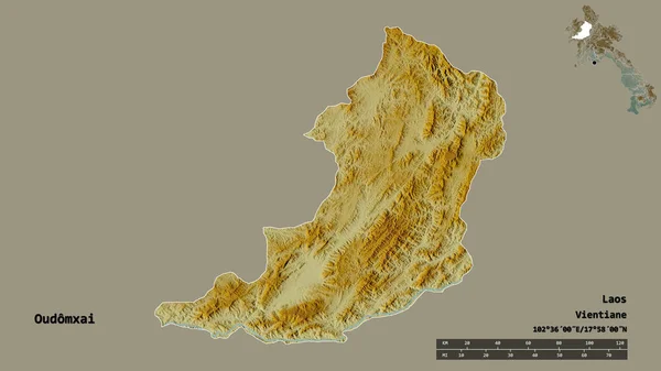 Form Oudomxai Provinsen Laos Med Dess Huvudstad Isolerad Solid Bakgrund — Stockfoto