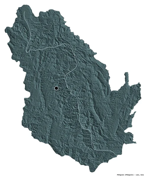 Form Phongsali Provinsen Laos Med Huvudstaden Isolerad Vit Bakgrund Färgad — Stockfoto