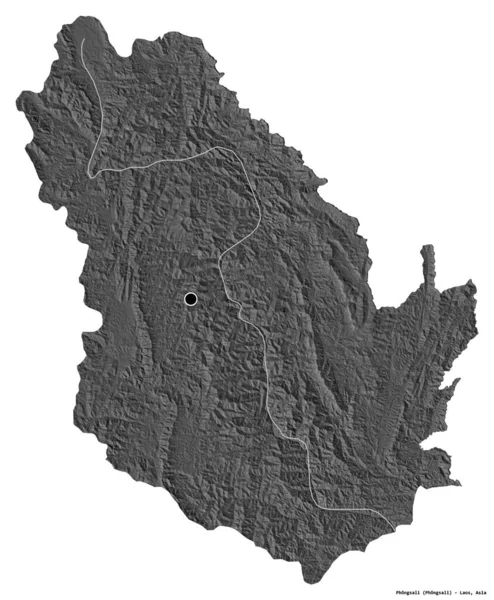 Форма Фонгсали Провинция Лаос Столицей Изолированной Белом Фоне Карта Рельефа — стоковое фото