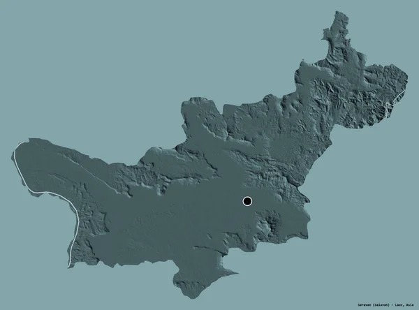 Forma Saravan Provincia Laos Con Capital Aislada Sobre Fondo Color — Foto de Stock