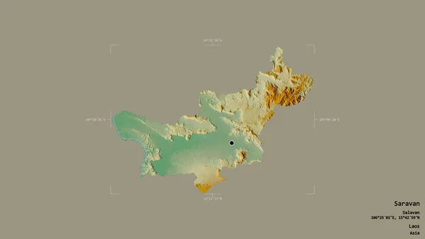 Oblast Saravan Provincie Laos Izolovaná Pevném Pozadí Georeferencované Hraniční Oblasti — Stock fotografie