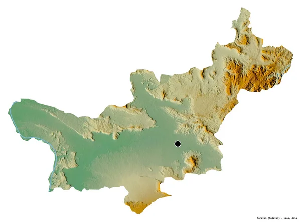 Forma Saravan Província Laos Com Sua Capital Isolada Fundo Branco — Fotografia de Stock