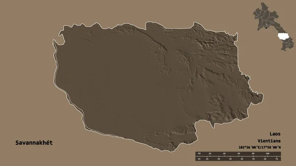 Tvar Savannakhetu Provincie Laos Hlavním Městem Izolovaným Pevném Pozadí Měřítko — Stock fotografie