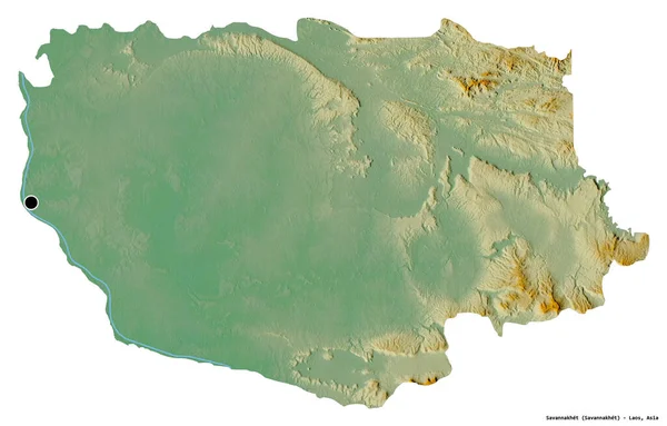 Forma Savannakhet Provincia Laos Con Capital Aislada Sobre Fondo Blanco — Foto de Stock