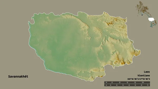 Form Savannakhet Provinsen Laos Med Dess Huvudstad Isolerad Solid Bakgrund — Stockfoto