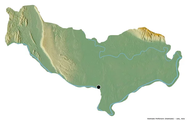 ラオスの自治体であるビエンチャン県の形で 首都は白い背景に隔離されています 地形図 3Dレンダリング — ストック写真