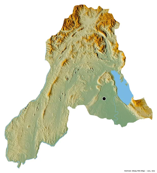 Форма Єнтьяна Провінції Лаос Столицею Ізольованою Білому Тлі Карта Рельєфу — стокове фото