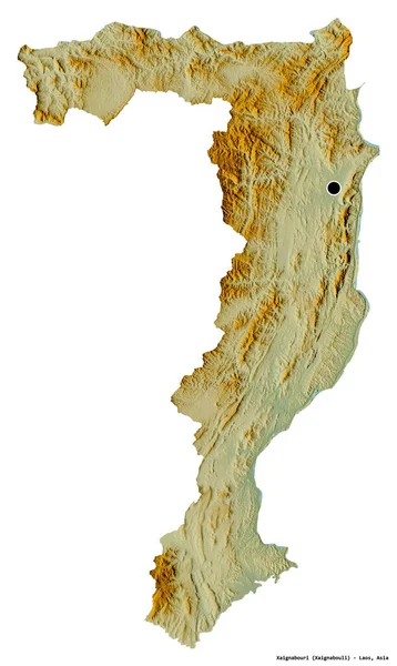 Форма Xaignabouri Провінція Лаос Своєю Столицею Ізольованою Білому Тлі Карта — стокове фото