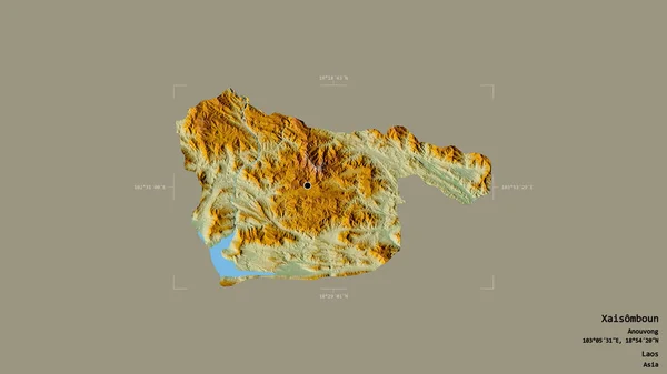 Xaisomboun地区 老挝的一个特殊地区 在一个地理参照框的坚实背景上被隔离 地形浮雕图 3D渲染 — 图库照片