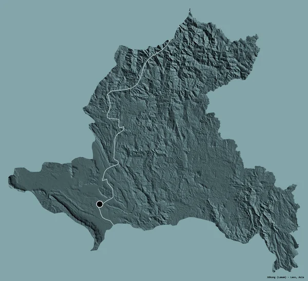 Form Xekong Provinsen Laos Med Sin Huvudstad Isolerad Solid Färg — Stockfoto