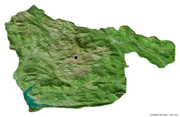 ラオスの特別な地域であるザイソンボンの形で 首都は白い背景に孤立しています 衛星画像 3Dレンダリング — ストック写真