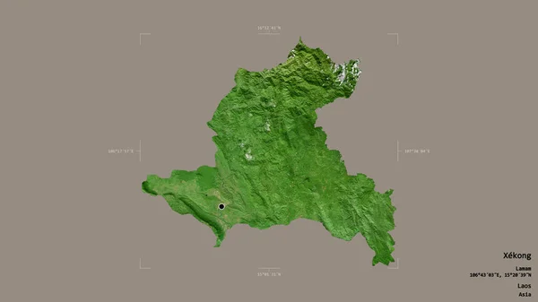 Район Xekong Провинция Лаос Изолирован Твердом Фоне Геометрической Ограничивающей Коробке — стоковое фото
