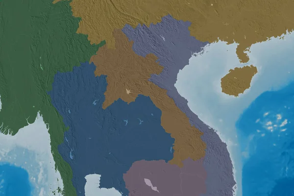 Área Alargada Laos Mapa Elevação Colorido Renderização — Fotografia de Stock