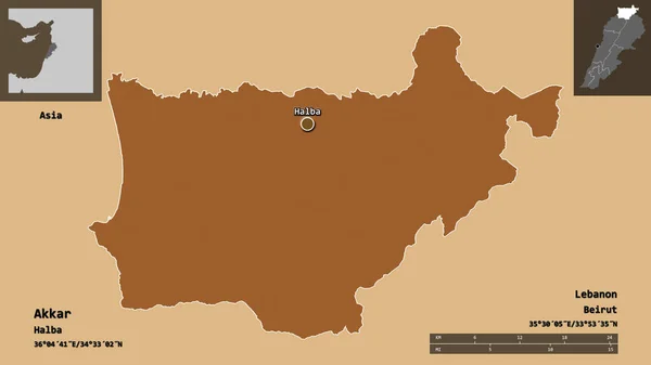 Gestalt Von Akkar Gouvernement Des Libanon Und Seiner Hauptstadt Entfernungsskala — Stockfoto