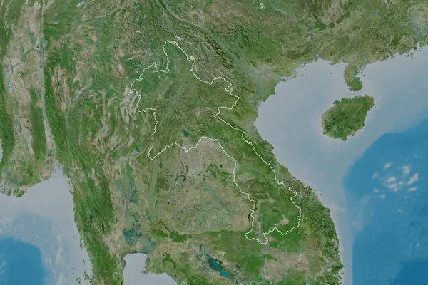 Luas Wilayah Yang Digariskan Laos Citra Satelit Perender — Stok Foto