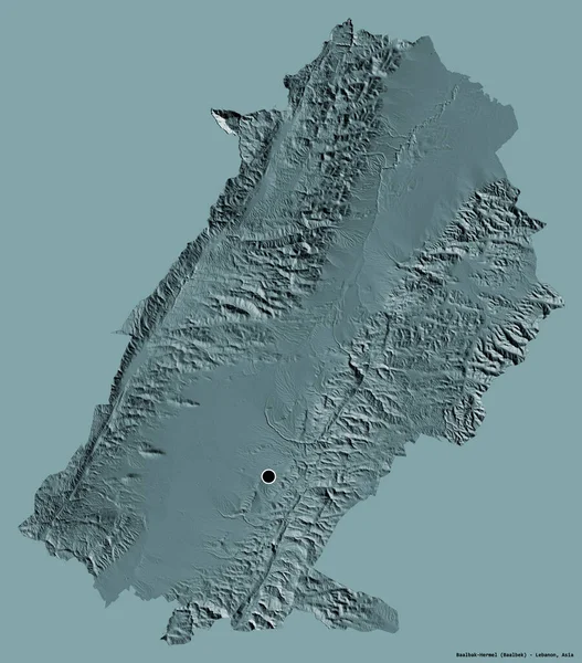 Tvar Baalbak Hermel Libanonský Guvernér Hlavním Městem Izolovaným Pevném Barevném — Stock fotografie