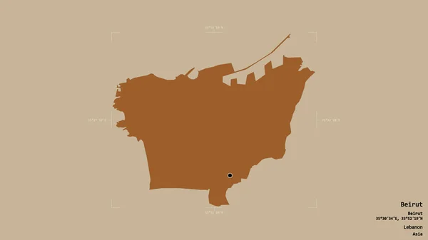 Территория Бейрута Провинции Ливан Изолирована Прочном Фоне Геометрической Коробке Метки — стоковое фото
