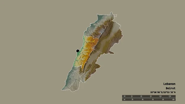 Forma Desnaturalizada Del Líbano Con Capital Principal División Regional Zona —  Fotos de Stock
