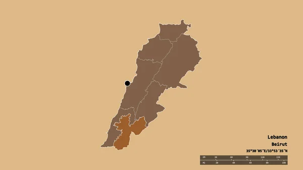 Обесцвеченная Форма Ливана Столицей Главным Региональным Разделением Отделенной Территорией Набатийе — стоковое фото