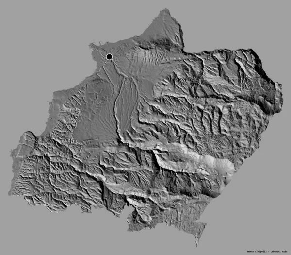 Forma Nordului Guvernoratul Libanului Capitala Izolată Fundal Culoare Solidă Harta — Fotografie, imagine de stoc