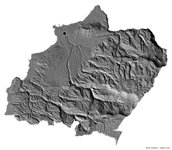 Tvar Severu Libanonský Guvernér Hlavním Městem Izolovaným Bílém Pozadí Mapa — Stock fotografie