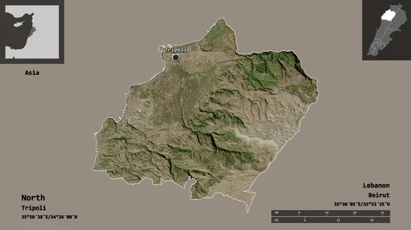 Forma Del Norte Provincia Del Líbano Capital Escala Distancia Vistas — Foto de Stock