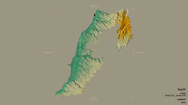Περιοχή Του Νότου Κυβέρνηση Του Λιβάνου Απομονωμένη Στέρεο Υπόβαθρο Ένα — Φωτογραφία Αρχείου