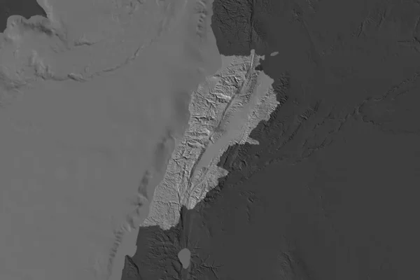 Tvar Libanonu Oddělený Odvodňováním Sousedních Oblastí Mapa Nadmořské Výšky Vykreslování — Stock fotografie