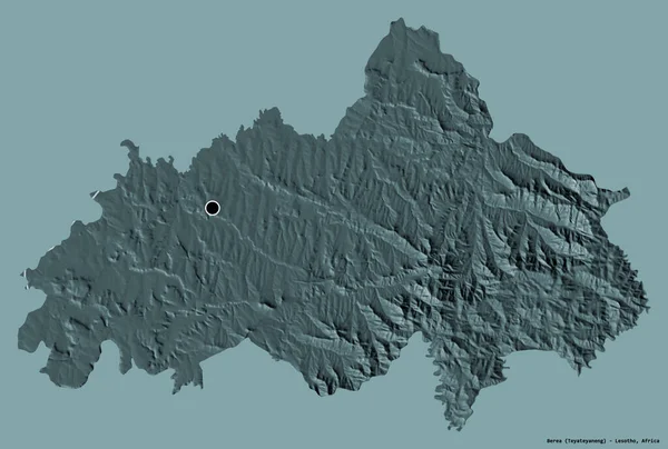 ベレアの形 レソトの地区 その首都は 固体色の背景に隔離されています 色の標高マップ 3Dレンダリング — ストック写真