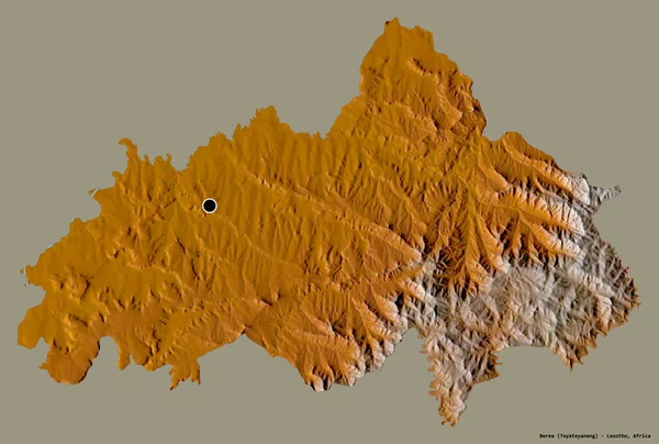 ベレアの形 レソトの地区 その首都は 固体色の背景に隔離されています 地形図 3Dレンダリング — ストック写真