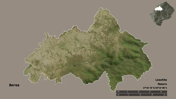 Kształt Berei Dzielnicy Lesotho Stolicą Odizolowaną Solidnym Tle Skala Odległości — Zdjęcie stockowe