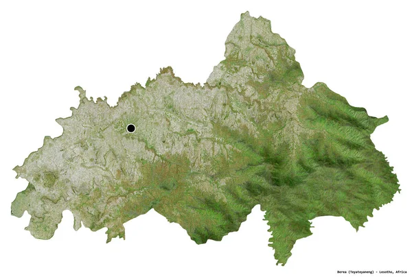 Форма Береа Район Лесото Столицей Изолированы Белом Фоне Спутниковые Снимки — стоковое фото