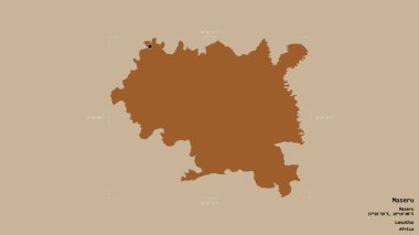 Maseru bölgesi, Lesotho bölgesi, jeoreferatlı bir sınır kutusunda sağlam bir arka planda izole edilmiş. Etiketler. Desenli dokuların bileşimi. 3B görüntüleme