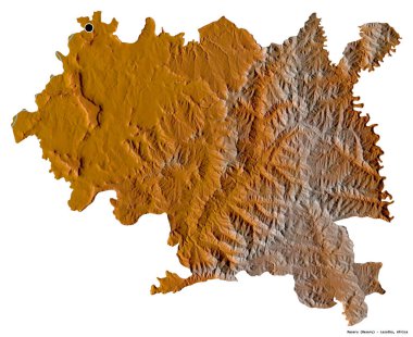 Maseru, Lesotho bölgesi, başkenti beyaz arka planda izole edilmiş. Topografik yardım haritası. 3B görüntüleme