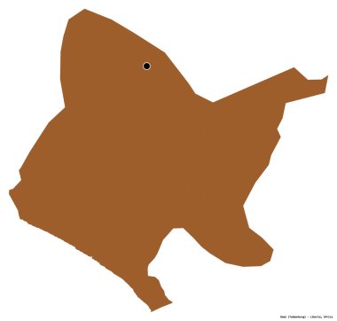 Liberya 'nın başkenti Bomi' nin beyaz arka planda izole edilmiş hali. Desenli dokuların bileşimi. 3B görüntüleme