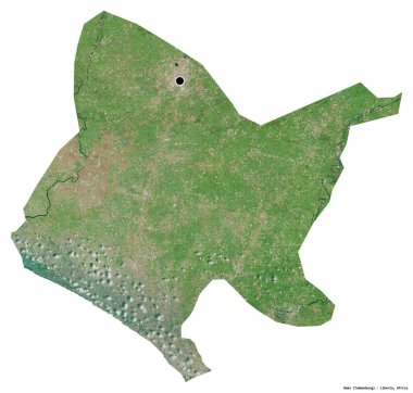 Liberya 'nın başkenti Bomi' nin beyaz arka planda izole edilmiş hali. Uydu görüntüleri. 3B görüntüleme