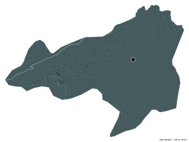 Liberya 'nın başkenti Bong' un beyaz arka planda izole edilmiş hali. Renkli yükseklik haritası. 3B görüntüleme