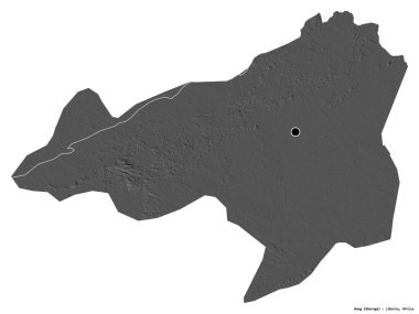 Liberya 'nın başkenti Bong' un beyaz arka planda izole edilmiş hali. Çift seviyeli yükseklik haritası. 3B görüntüleme