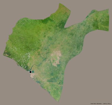 Liberya 'nın Grand Bassa ilçesi, başkenti katı renk arkaplanı ile izole edilmiştir. Uydu görüntüleri. 3B görüntüleme