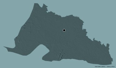 Liberya 'nın Grand Gedeh ilçesi, başkenti katı renk arkaplanı ile izole edilmiştir. Renkli yükseklik haritası. 3B görüntüleme