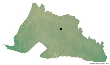 Liberya 'nın başkenti Grand Gedeh' in beyaz arka planda izole edilmiş hali. Topografik yardım haritası. 3B görüntüleme