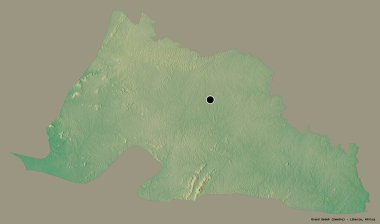 Liberya 'nın Grand Gedeh ilçesi, başkenti katı renk arkaplanı ile izole edilmiştir. Topografik yardım haritası. 3B görüntüleme
