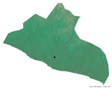 Liberya 'nın başkenti Grand Kru' nun beyaz arka planda izole edilmiş hali. Topografik yardım haritası. 3B görüntüleme