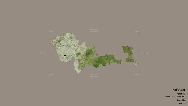 Area Mafeteng District Lesotho Isolated Solid Background Georeferenced Bounding Box — Stock Photo, Image