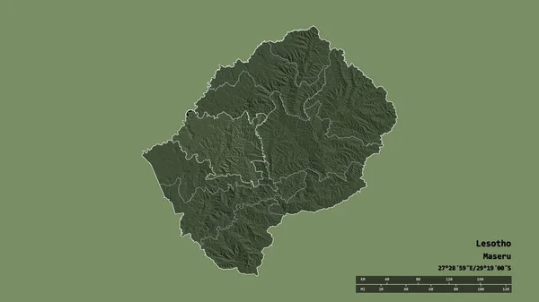 레소토의 모습과 구분과 마세루 지역으로 이루어진 레소토의 모습이다 라벨이요 지형도 — 스톡 사진