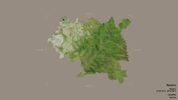 莱索托地区马塞卢的一个地区 在一个地理参照框的坚实背景上被隔离 卫星图像 3D渲染 — 图库照片