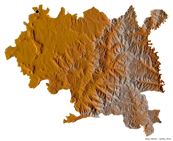 Maseru, Lesotho bölgesi, başkenti beyaz arka planda izole edilmiş. Topografik yardım haritası. 3B görüntüleme