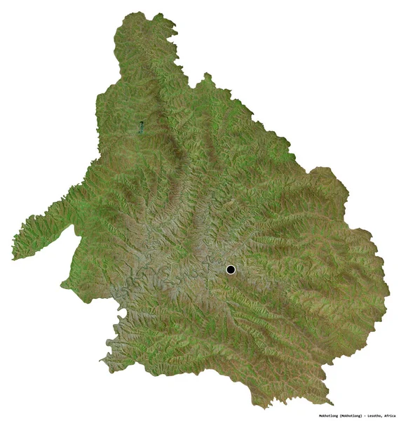 モホロンの形 レソトの地区 その首都は白い背景に隔離されています 衛星画像 3Dレンダリング — ストック写真