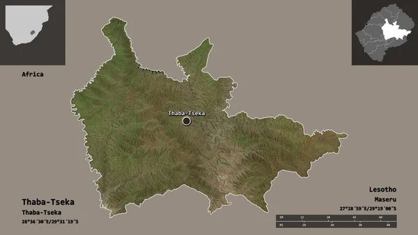 Shape Thaba Tseka District Lesotho Its Capital Distance Scale Previews — Stock Photo, Image