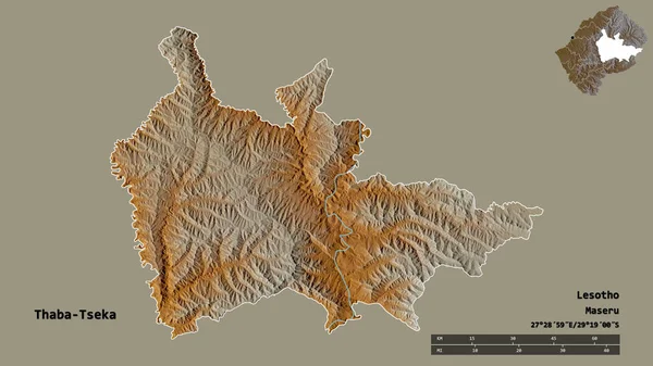Форма Таба Цека Район Лесото Столицею Ізольованою Твердому Тлі Масштаб — стокове фото